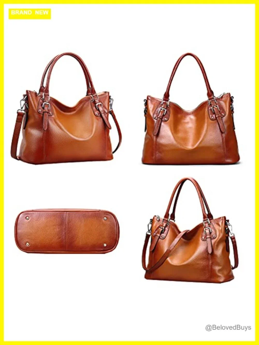 Leather Top Handle Satchel Tote Shoulder Bag